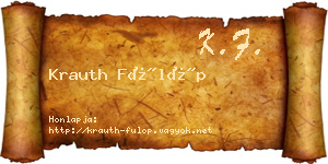 Krauth Fülöp névjegykártya